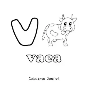 Desenho para colorir de V de vaca