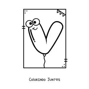 Desenho para colorir da letra V animada em forma de balão