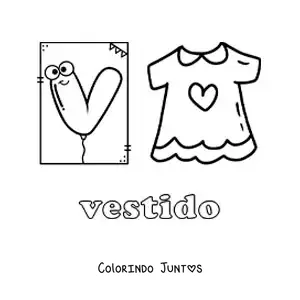 Desenho para colorir de V de vestido
