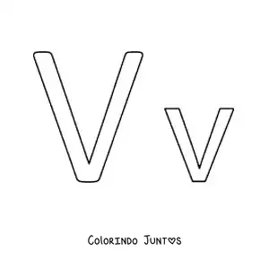 Desenho para colorir da letra V maiúscula e minúscula fácil