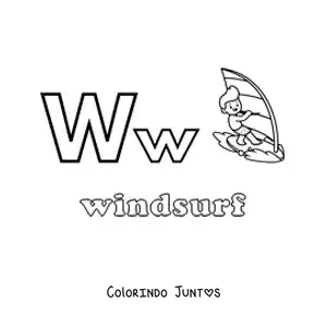 Desenho para colorir de W de windsurfe