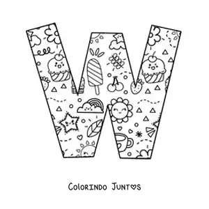 Desenho para colorir da letra W em desenho animado