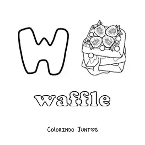 Desenho para colorir de W de waffle