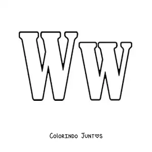 Desenho para colorir da letra W maiúscula e minúscula grande