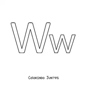 Desenho para colorir da letra W maiúscula e minúscula fácil