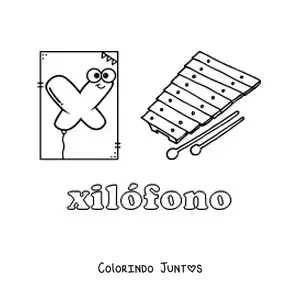 Desenho para colorir de X de xilofone