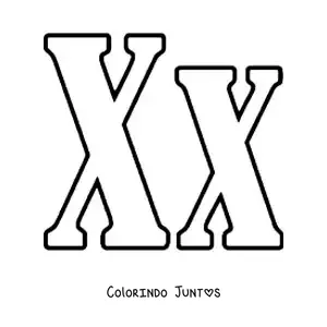 Desenho para colorir da letra X maiúscula e minúscula grande