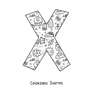 Desenho para colorir da letra X em desenho animado