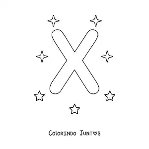 Desenho para colorir da letra X maiúscula com estrelas