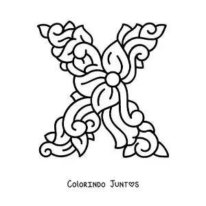 Desenho para colorir da letra X maiúscula decorada