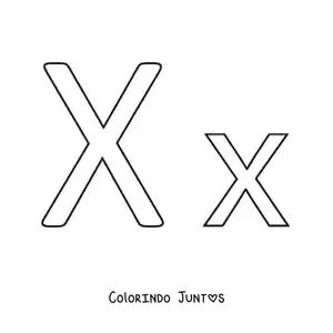 Desenho para colorir da letra X maiúscula e minúscula fácil