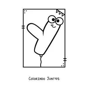 Desenho para colorir da letra Y animada em forma de balão