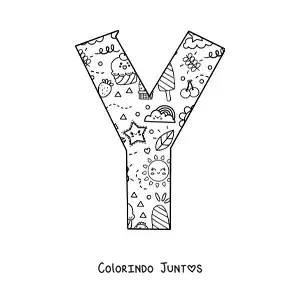 Desenho para colorir da letra Y com desenhos animados