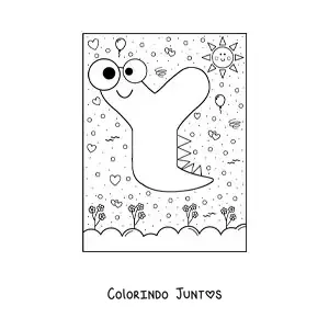 Desenho para colorir da letra Y animada em forma de monstro com desenhos animados