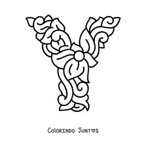 Desenho para colorir da letra Y maiúscula decorada