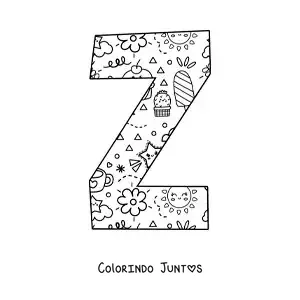 Desenho para colorir da letra Z com desenhos animados