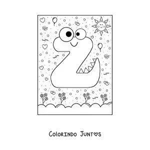 Desenho para colorir da letra Z animada em forma de monstro com desenhos animados