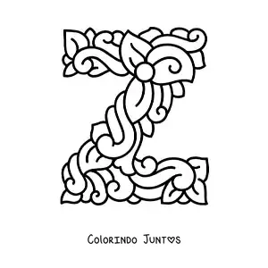 Desenho para colorir da letra Z maiúscula decorada