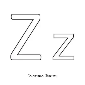 Desenho para colorir da letra Z maiúscula e minúscula fácil