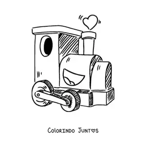 Desenho para colorir de um trem animado sorridente