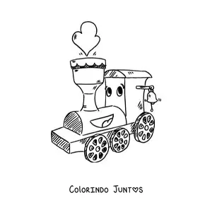 Desenho para colorir de um trem animado sorrindo