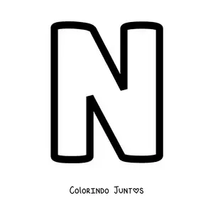 Desenho para colorir da letra N maiúscula