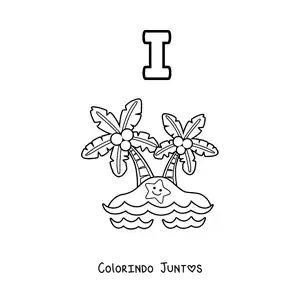 Desenho para colorir da letra I de ilha