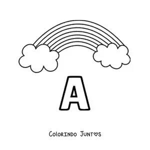 Desenho para colorir da letra A de arco-íris