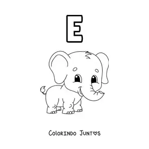 Desenho para colorir da letra E de elefante