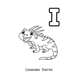 Desenho para colorir da letra I de iguana