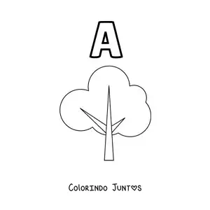 Desenho para colorir da letra A de árvore