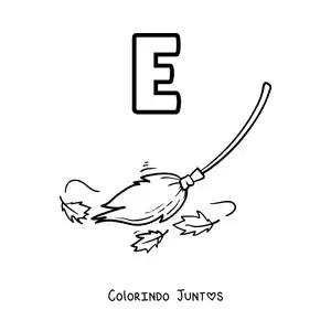 Desenho para colorir da letra E de vassoura