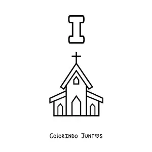 Desenho para colorir da letra I de igreja