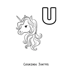 Desenho para colorir da letra U de unicórnio