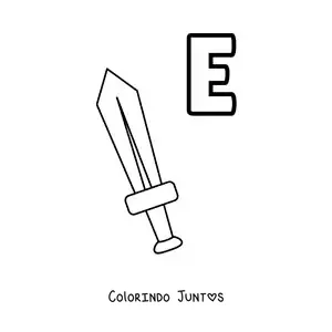 Desenho para colorir da letra E de espada