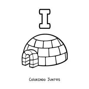 Desenho para colorir da letra I de iglu