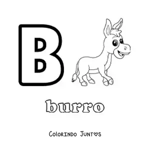 Desenho para colorir da letra B de burro