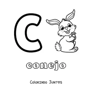 Desenho para colorir da letra C de coelho