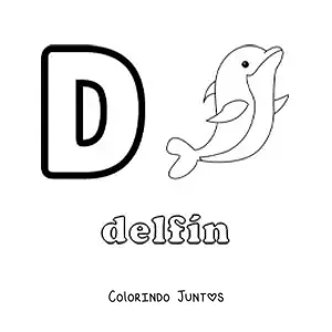 Desenho para colorir da letra D de golfinho