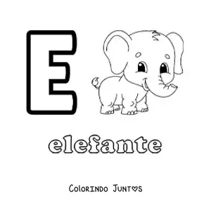 Desenho para colorir da letra E de elefante