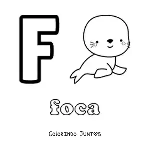 Desenho para colorir da letra F de foca