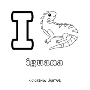 Desenho para colorir da letra I de iguana