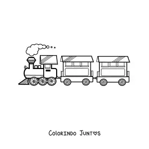 Desenho para colorir de um trem a vapor com dois vagoes