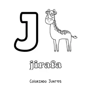 Desenho para colorir da letra J de girafa