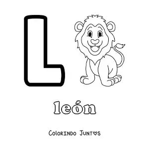 Desenho para colorir da letra L de leão