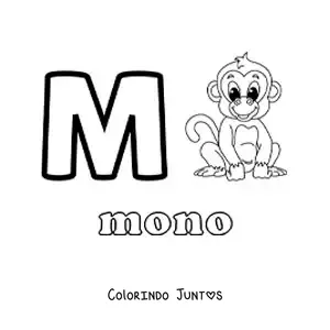 Desenho para colorir da letra M de macaco