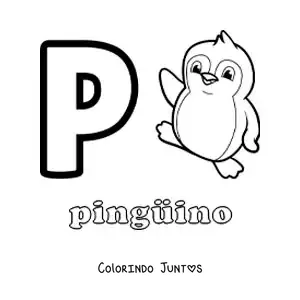 Desenho para colorir da letra P de pinguim