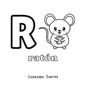 Desenho para colorir da letra R de rato