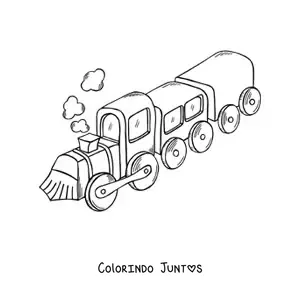 Desenho para colorir de um trem a vapor visto de cima