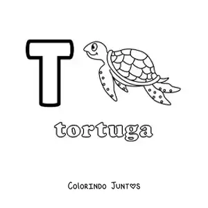 Desenho para colorir da letra T de tartaruga